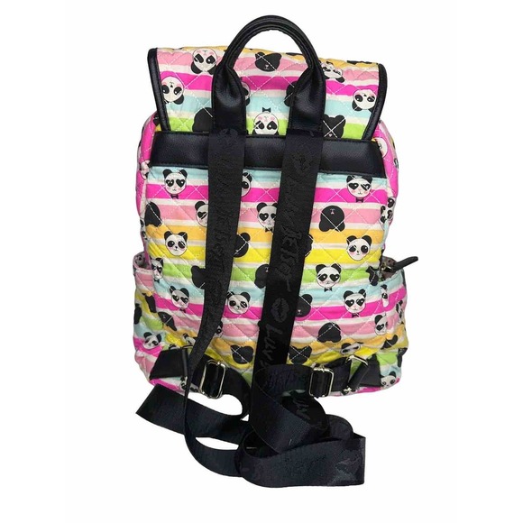 Luv Betsey Panda Bear Backpack Quilted Rainbow Stripes by Betsy Johnson - Picture 2 of 16